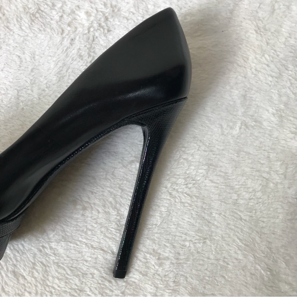 Brian Atwood Black Leather Multicolored Iridescent Platform Stiletto Pumps - Picture 9 of 12